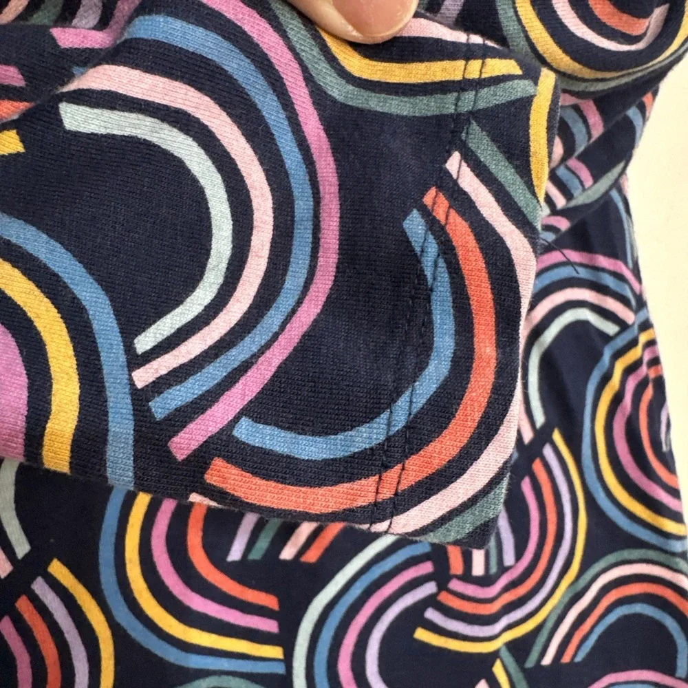 Hanna Andersson Navy Blue Geo Rainbow Long Sleeve T-shirt‎ Dress Sz 130 Sz 8